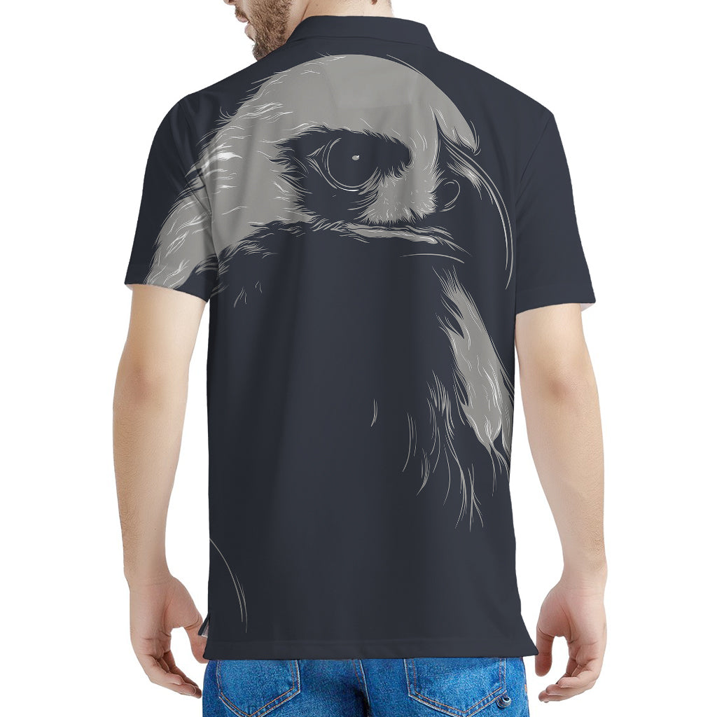 Monochrome Eagle Print Men's Polo Shirt