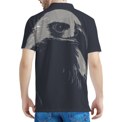 Monochrome Eagle Print Men's Polo Shirt