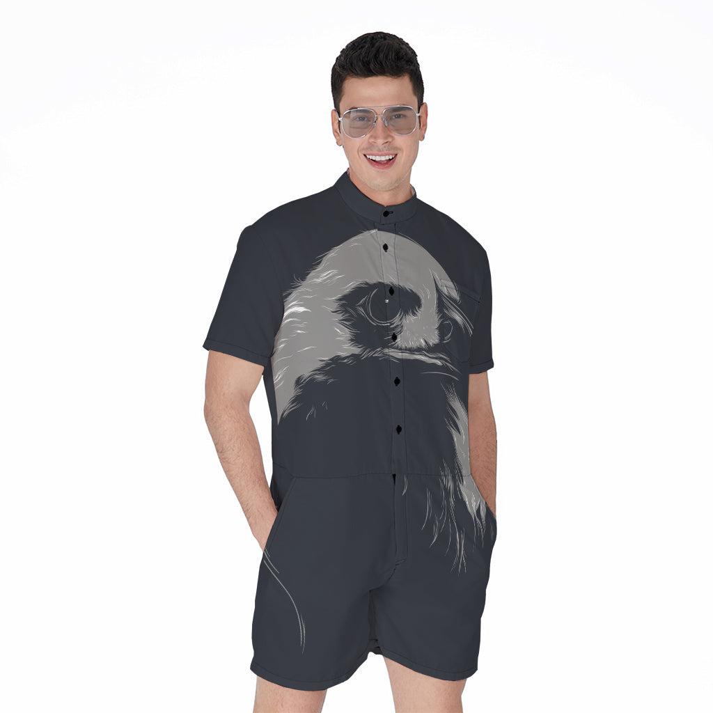 Monochrome Eagle Print Men's Rompers
