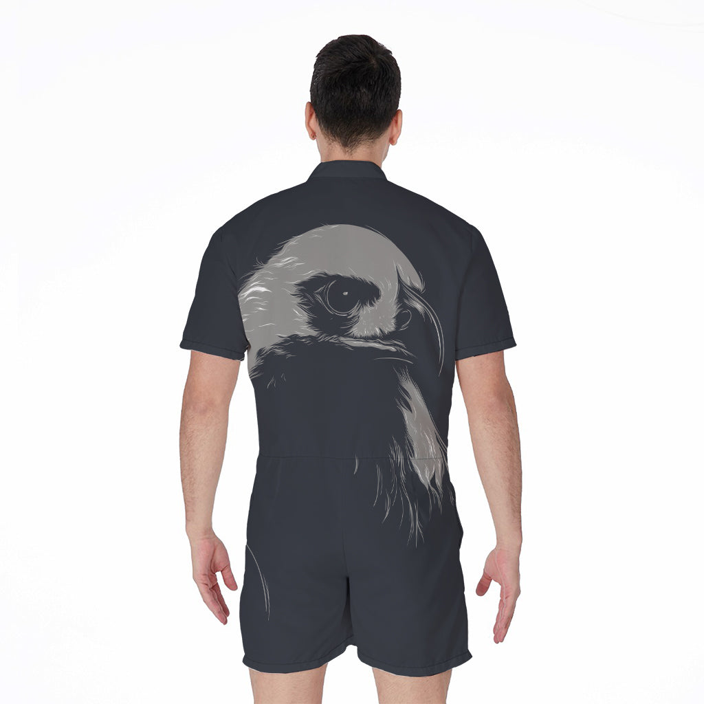 Monochrome Eagle Print Men's Rompers