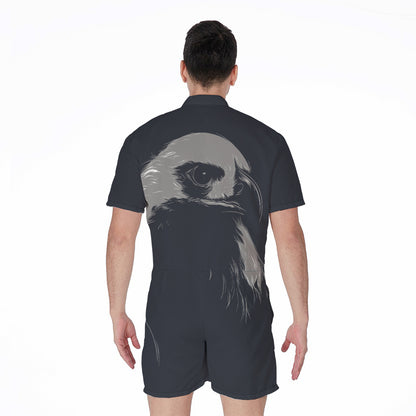 Monochrome Eagle Print Men's Rompers