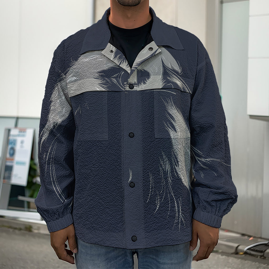 Monochrome Eagle Print Men's Shirt Jacket