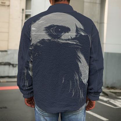 Monochrome Eagle Print Men's Shirt Jacket