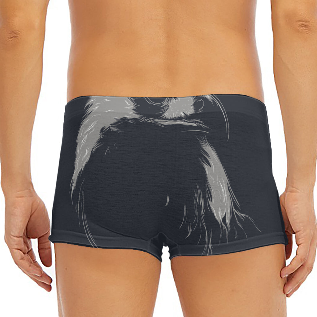 Monochrome Eagle Print Men's Short Boxer Briefs