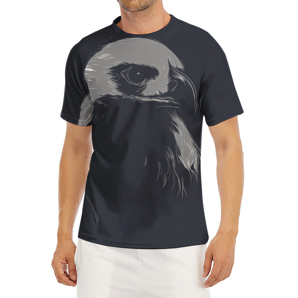 Monochrome Eagle Print Men's Short Sleeve Rash Guard
