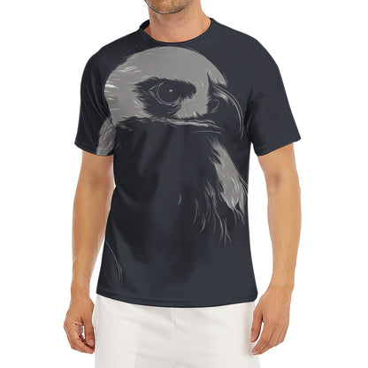 Monochrome Eagle Print Men's Short Sleeve Rash Guard