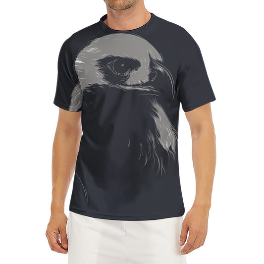 Monochrome Eagle Print Men's Short Sleeve Rash Guard