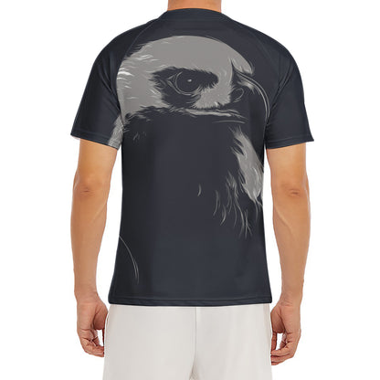 Monochrome Eagle Print Men's Short Sleeve Rash Guard
