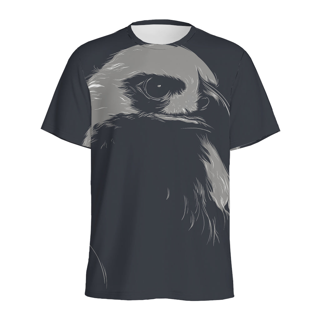 Monochrome Eagle Print Men's Sports T-Shirt