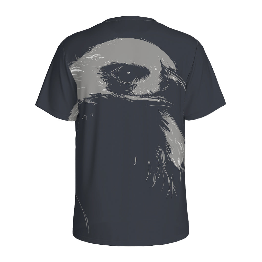 Monochrome Eagle Print Men's Sports T-Shirt
