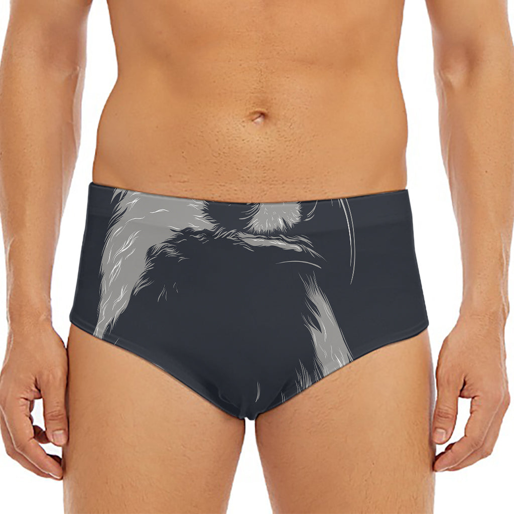 Monochrome Eagle Print Men's Triangle Swim Briefs
