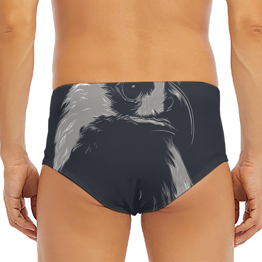 Monochrome Eagle Print Men's Triangle Swim Briefs