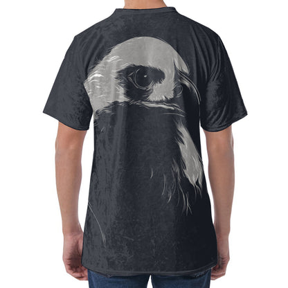 Monochrome Eagle Print Men's Velvet T-Shirt