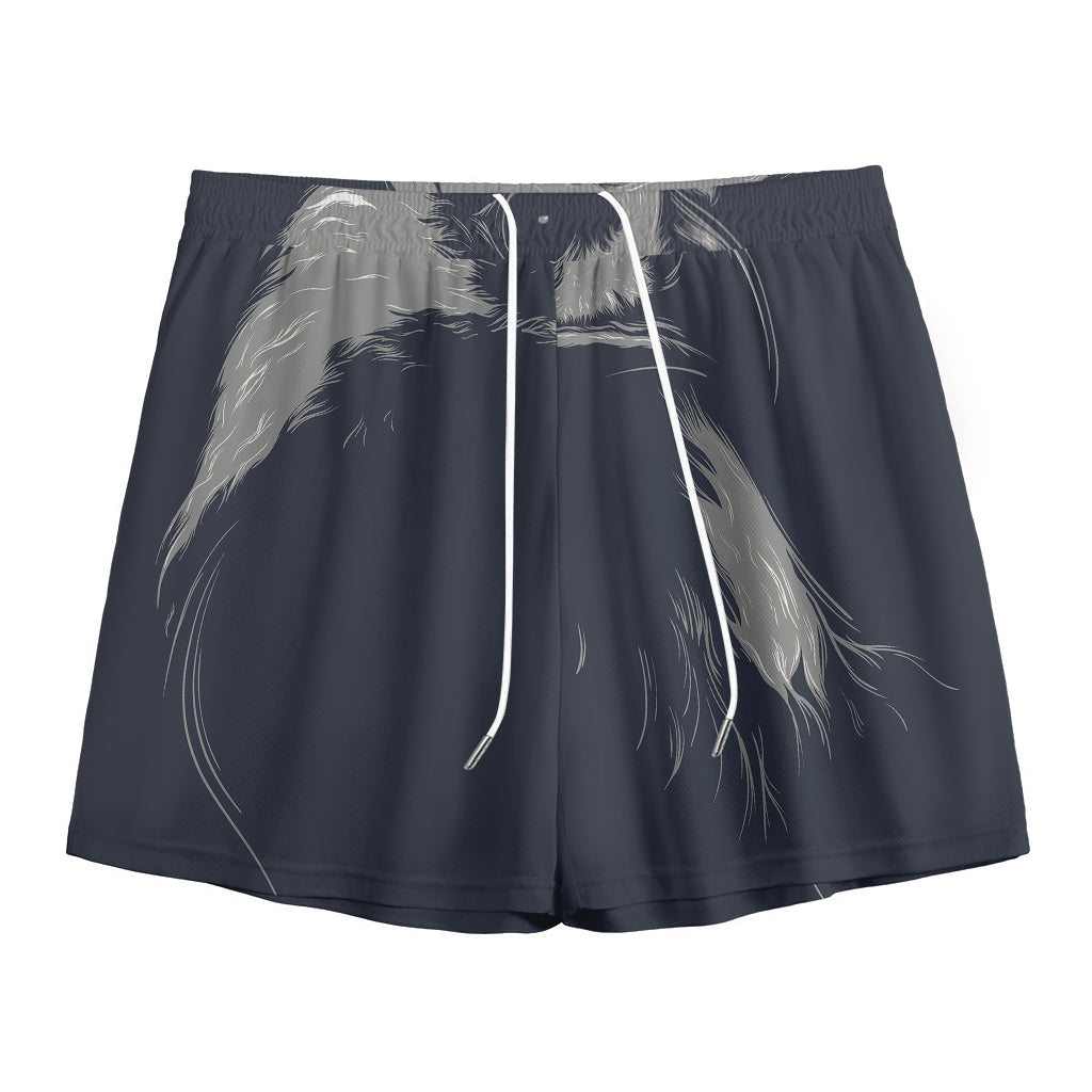 Monochrome Eagle Print Mesh Shorts