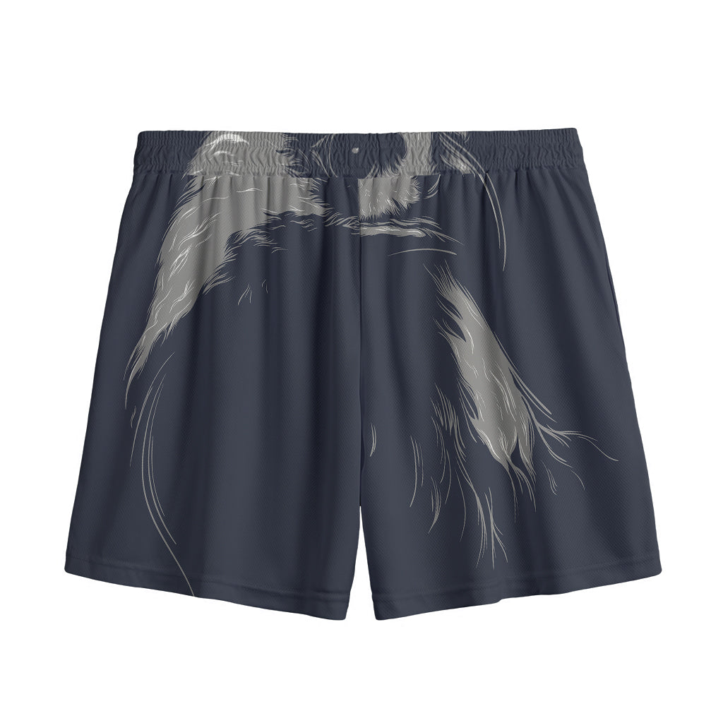 Monochrome Eagle Print Mesh Shorts