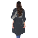 Monochrome Eagle Print Open Front Beach Cover Up