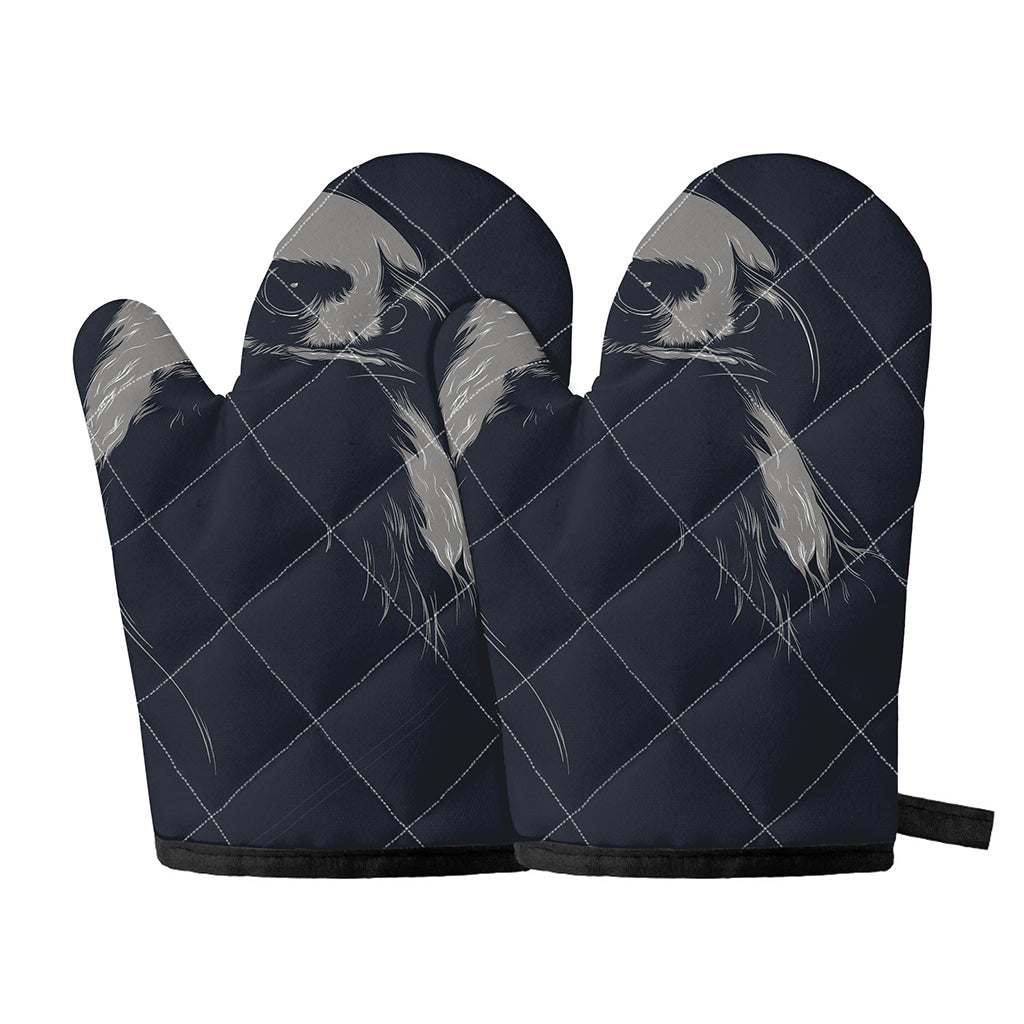 Monochrome Eagle Print Oven Mitts