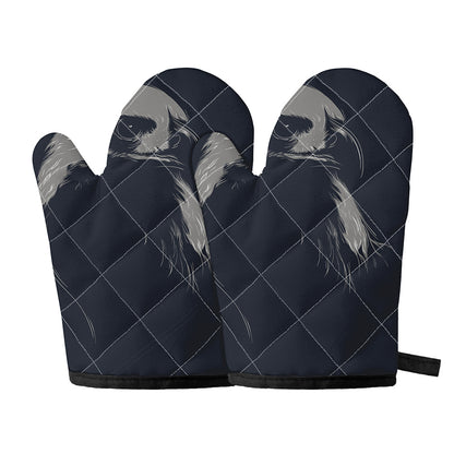 Monochrome Eagle Print Oven Mitts