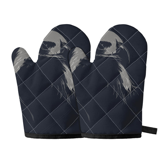 Monochrome Eagle Print Oven Mitts