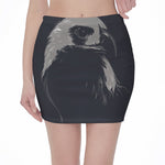 Monochrome Eagle Print Pencil Mini Skirt