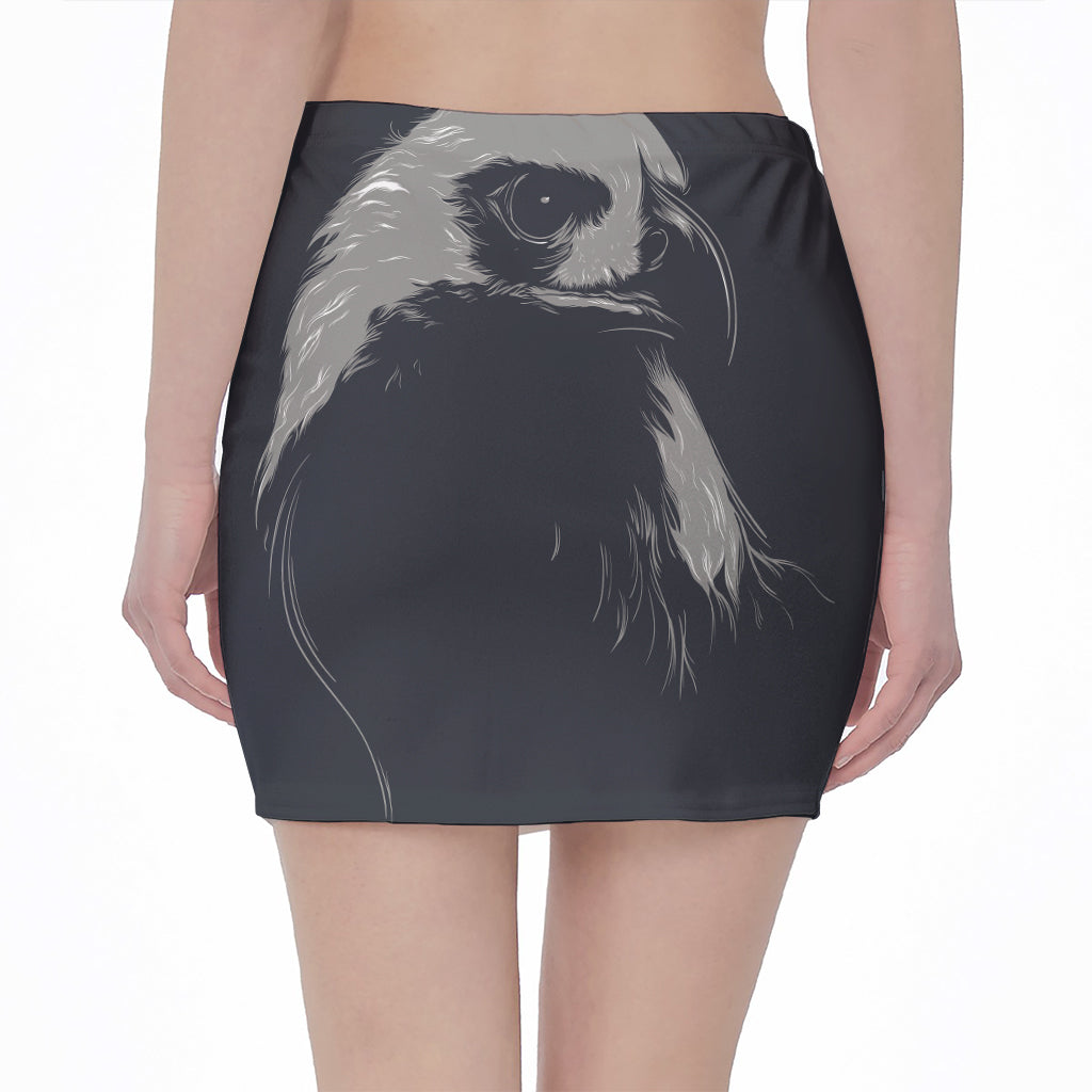 Monochrome Eagle Print Pencil Mini Skirt