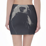 Monochrome Eagle Print Pencil Mini Skirt