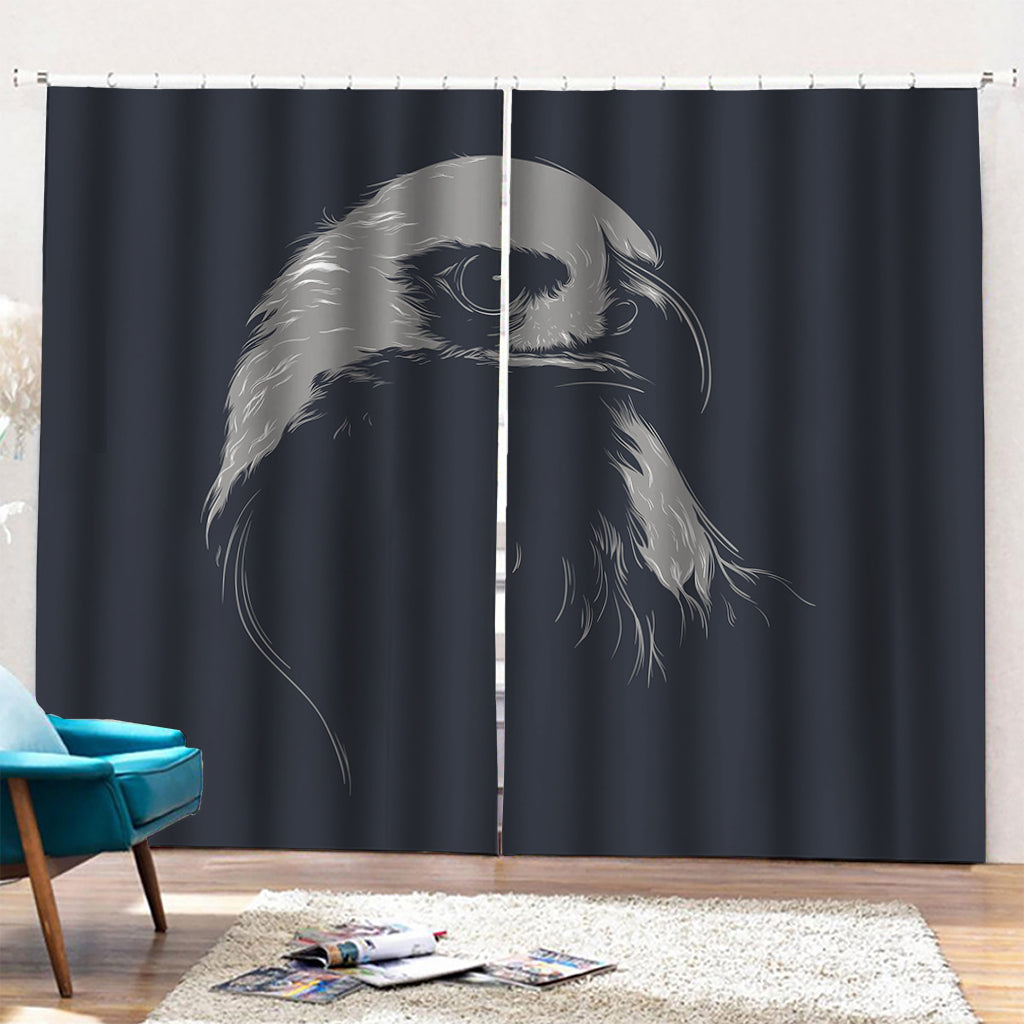 Monochrome Eagle Print Pencil Pleat Curtains