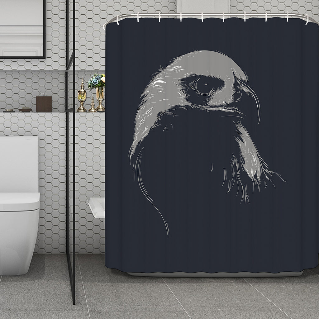 Monochrome Eagle Print Polyester Shower Curtain