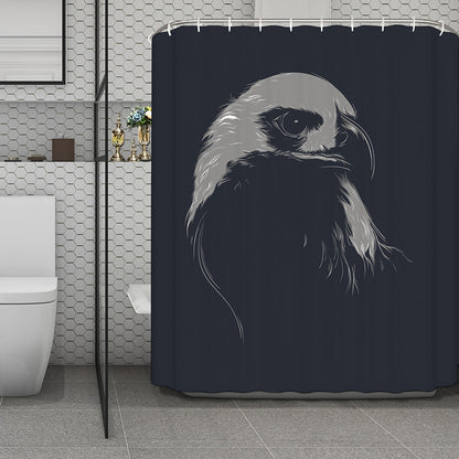 Monochrome Eagle Print Polyester Shower Curtain