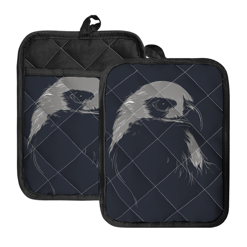 Monochrome Eagle Print Pot Holders With Pocket