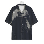Monochrome Eagle Print Rayon Hawaiian Shirt