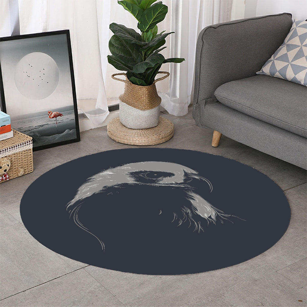 Monochrome Eagle Print Round Rug