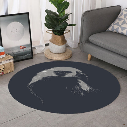 Monochrome Eagle Print Round Rug