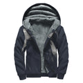 Monochrome Eagle Print Sherpa Lined Zip Up Hoodie