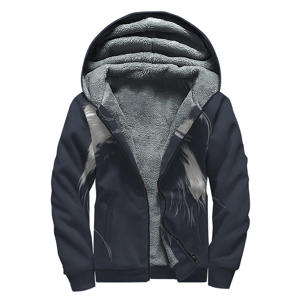 Monochrome Eagle Print Sherpa Lined Zip Up Hoodie