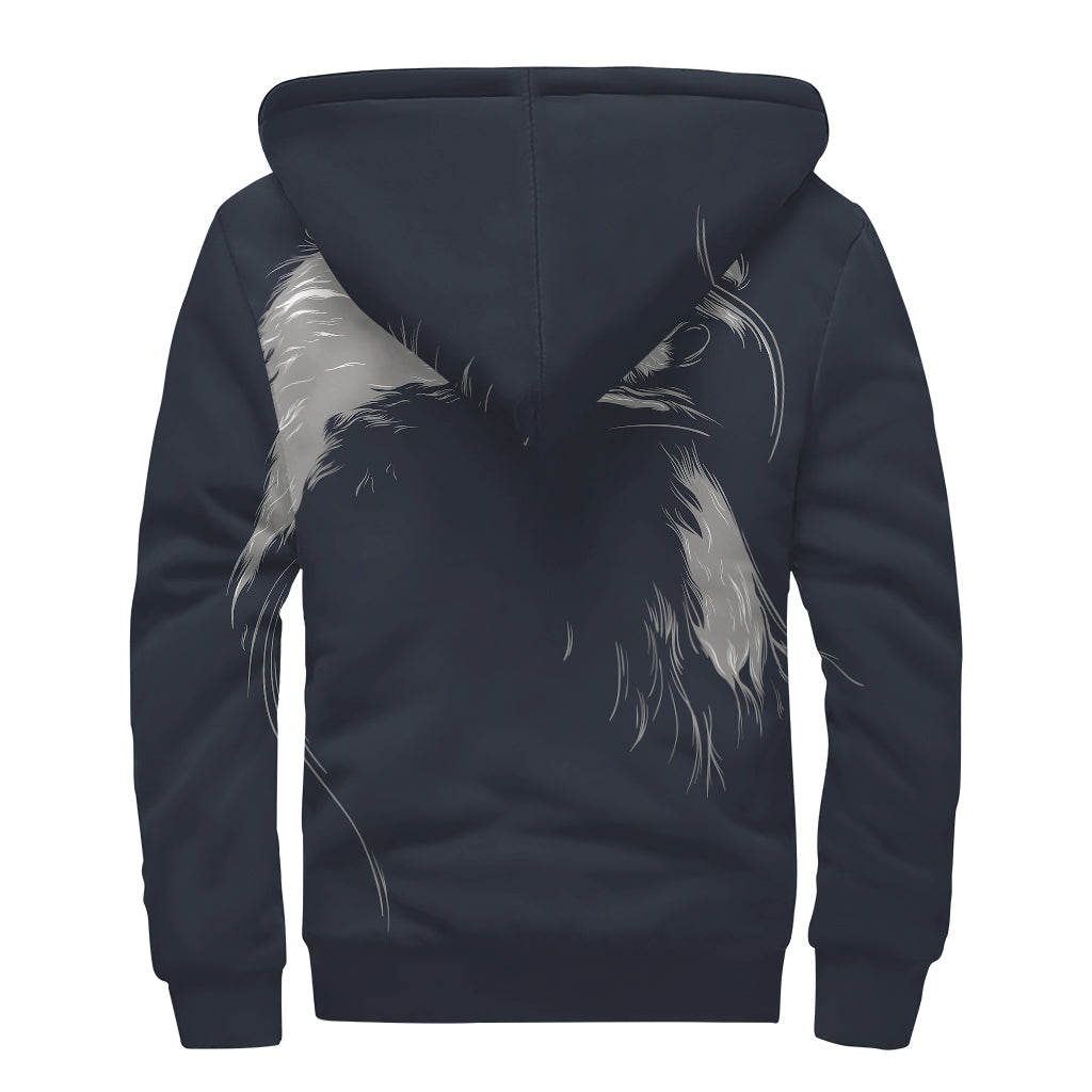 Monochrome Eagle Print Sherpa Lined Zip Up Hoodie