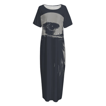 Monochrome Eagle Print Short Sleeve Long Nightdress