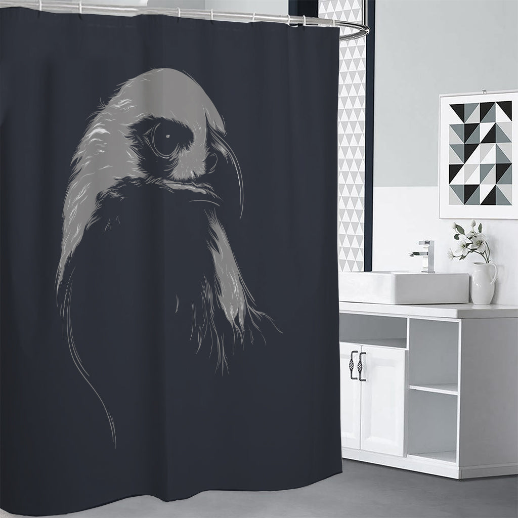 Monochrome Eagle Print Shower Curtain