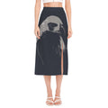 Monochrome Eagle Print Side Slit Midi Skirt