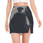 Monochrome Eagle Print Side Slit Mini Skirt