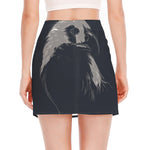 Monochrome Eagle Print Side Slit Mini Skirt
