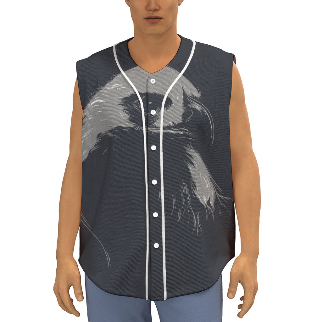 Monochrome Eagle Print Sleeveless Baseball Jersey