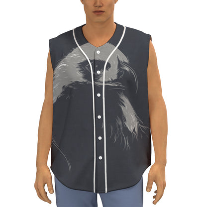 Monochrome Eagle Print Sleeveless Baseball Jersey