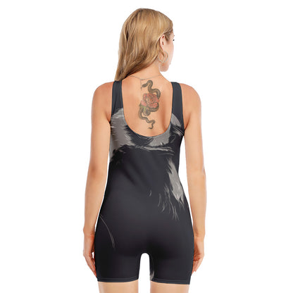 Monochrome Eagle Print Sleeveless One Piece Swimsuit