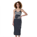 Monochrome Eagle Print Slim Fit Midi Cami Dress