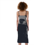 Monochrome Eagle Print Slim Fit Midi Cami Dress