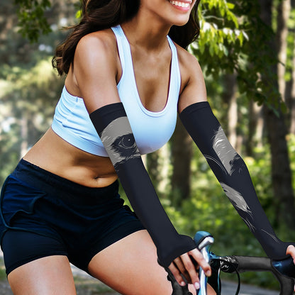 Monochrome Eagle Print Sun Protection Arm Sleeves