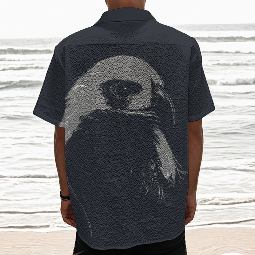 Monochrome Eagle Print Textured Short Sleeve Shirt