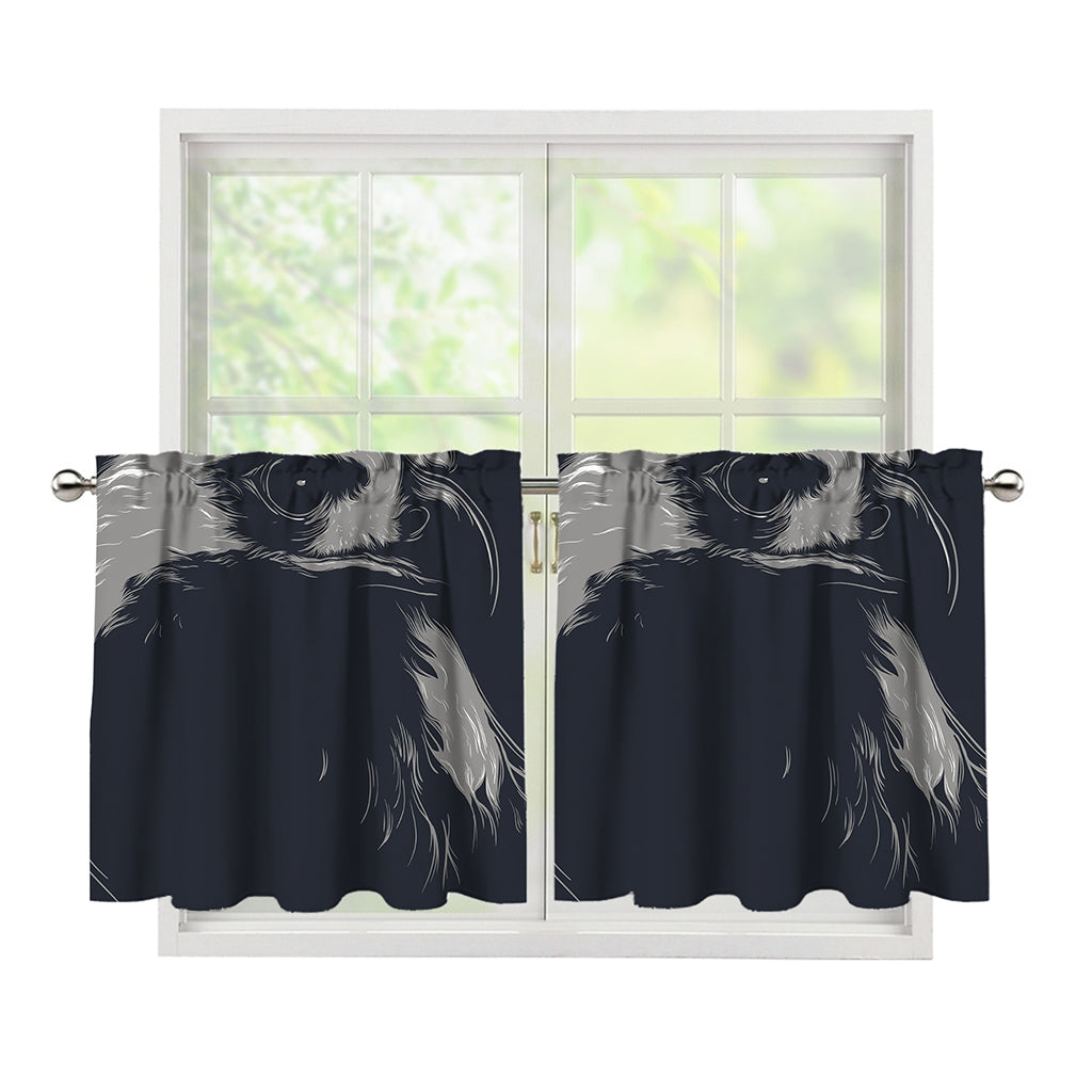 Monochrome Eagle Print Tier Curtains
