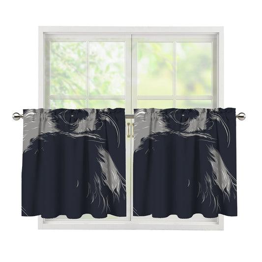 Monochrome Eagle Print Tier Curtains